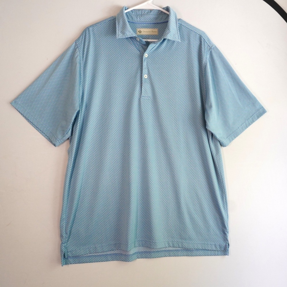 Donald Ross Golf Polo Shirt Geometric Print‎ Short Sleeve Mens Size L
